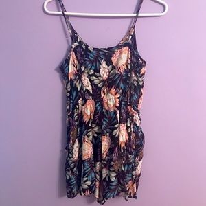 Black floral romper with pockets